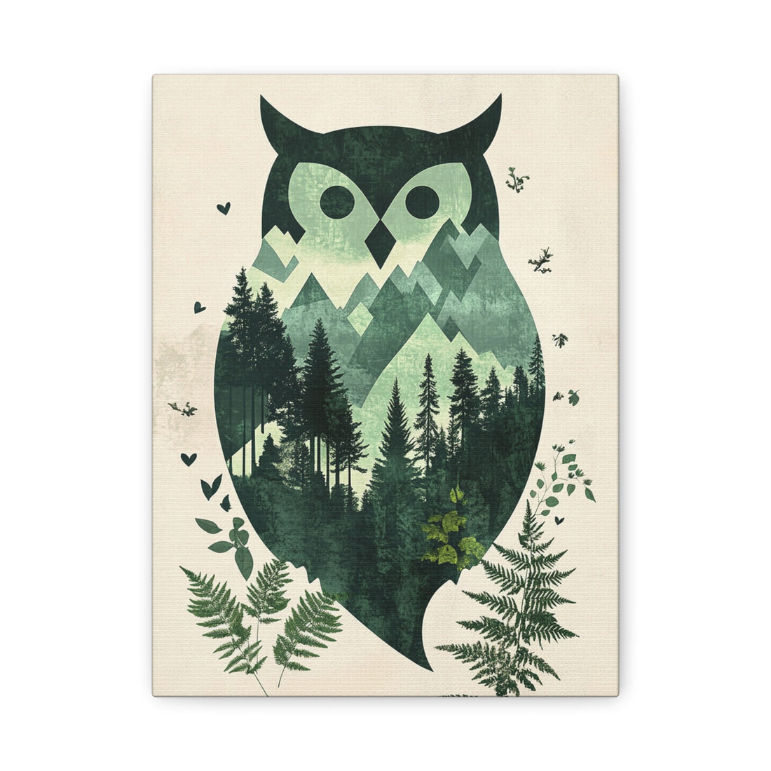 Tableau Deco Hibou Scandinave Vert