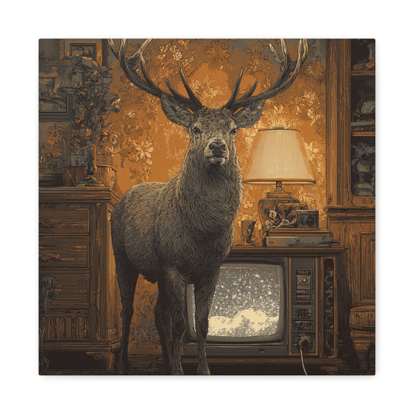 Tableau Cerf & Télévision Vintage