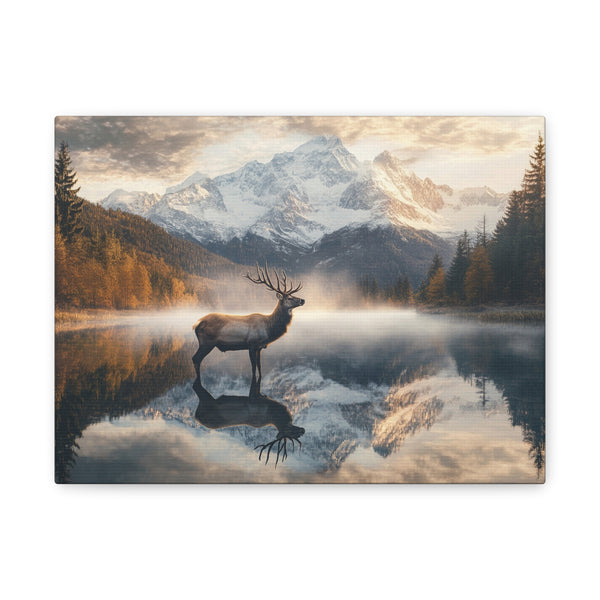 Tableau Montagne Lac Cerf Et Foret