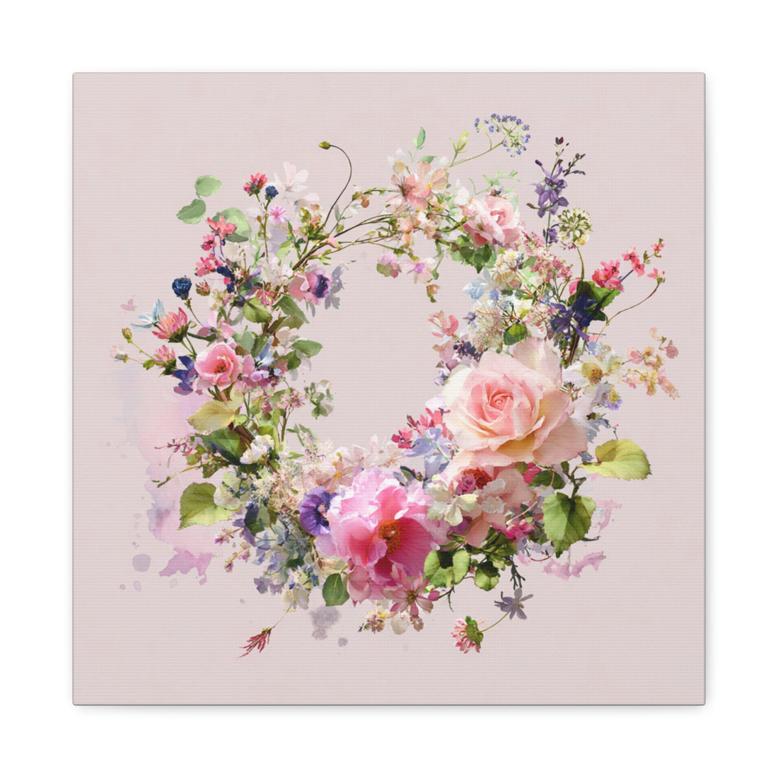 Tableau Aquarelle Couronne de Fleurs