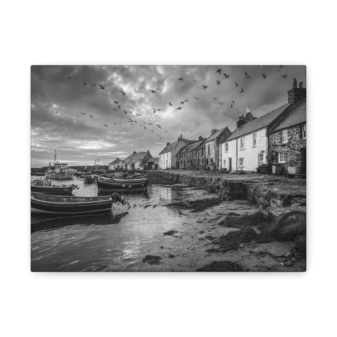 Tableau Noir & Blanc village de pêcheurs