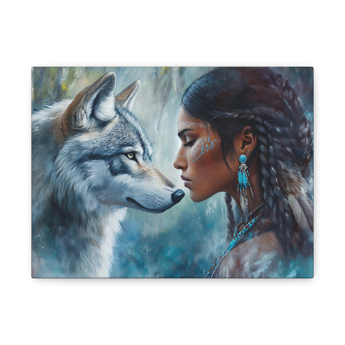Tableau Femme Indienne & Loup