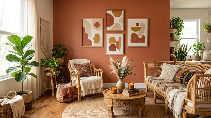 Comment décorer un mur terracotta ? Tableaux, couleurs & formats