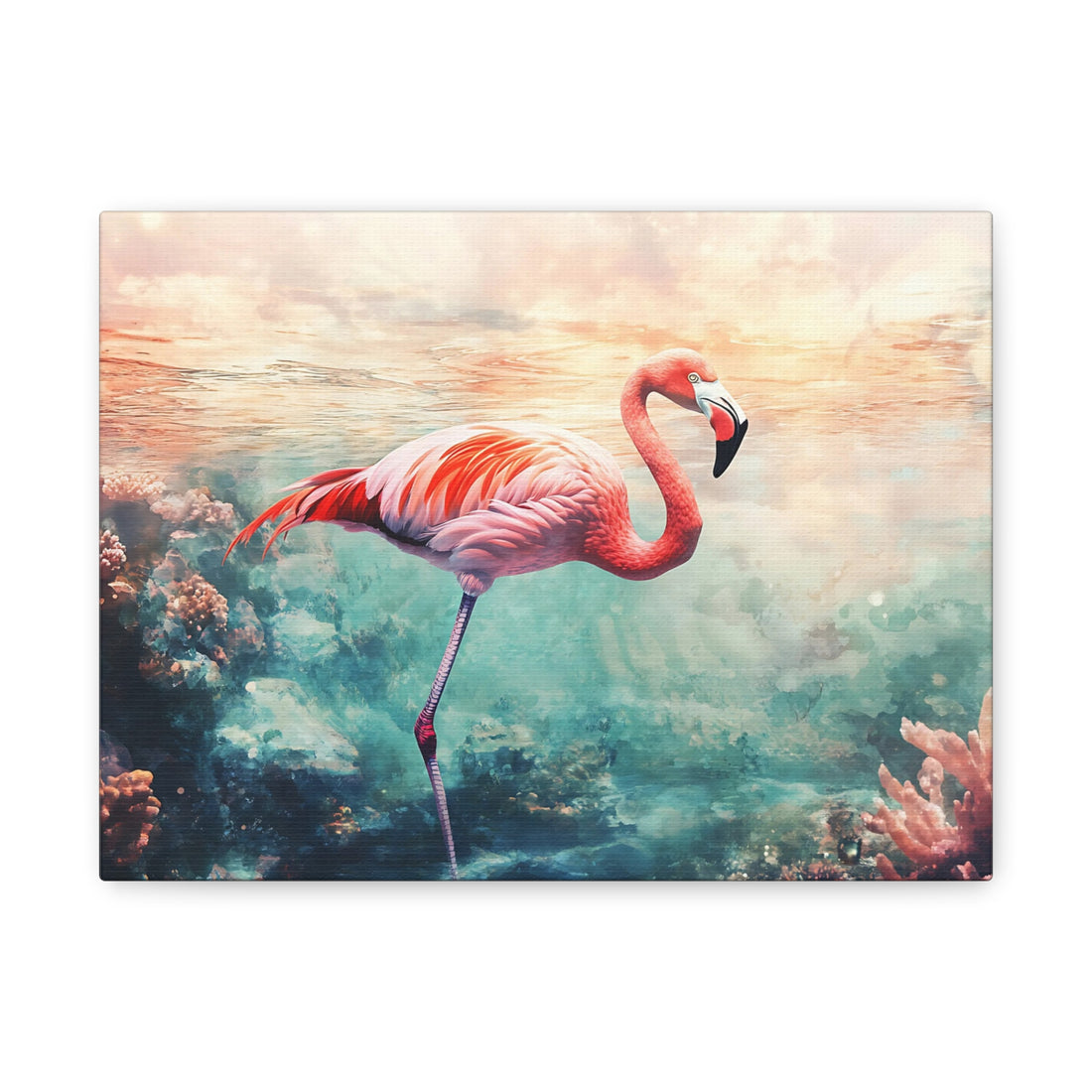 Tableau Flamant Rose & Corail