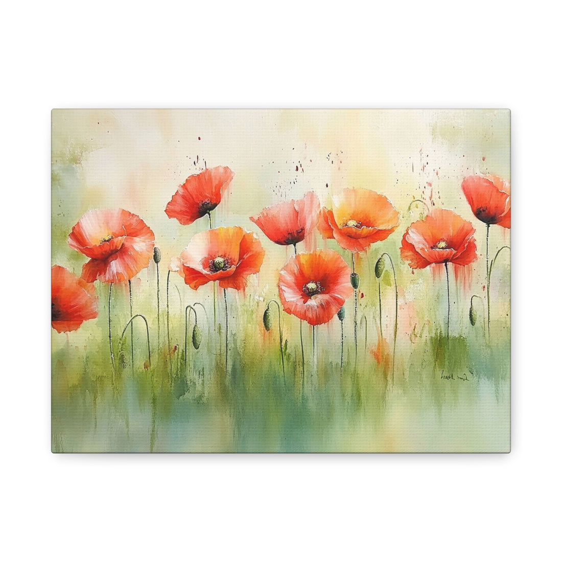 Tableau Aquarelle Coquelicos Effet Mouillé