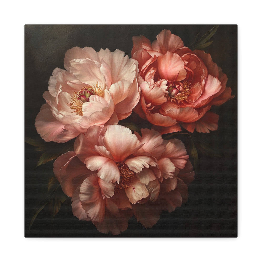Tableau Carré À L'Huile Pivoine