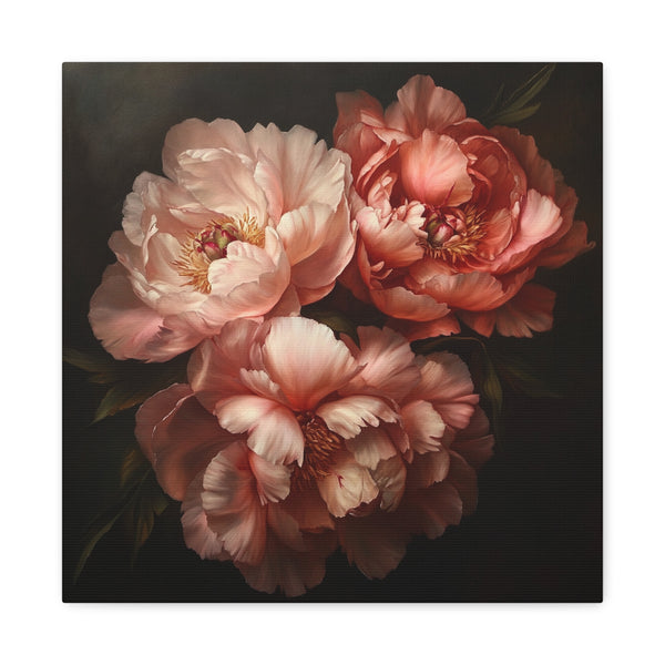 Tableau Carré À L'Huile Pivoine
