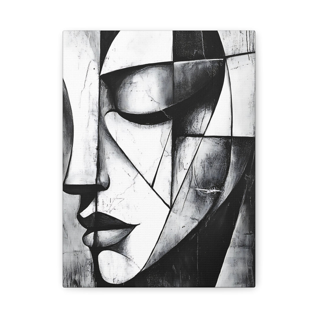 Tableau Visage Abstrait Noir & Blanc