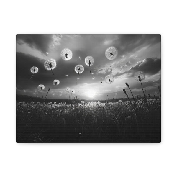 Tableau Noir & Blanc Champs De Pissenlit