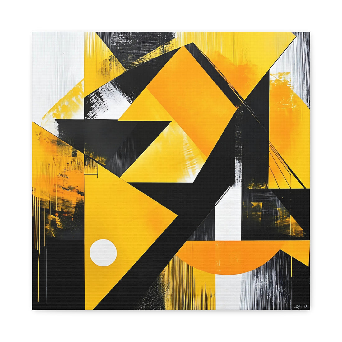 Tableau Noir & Jaune Pour Salon