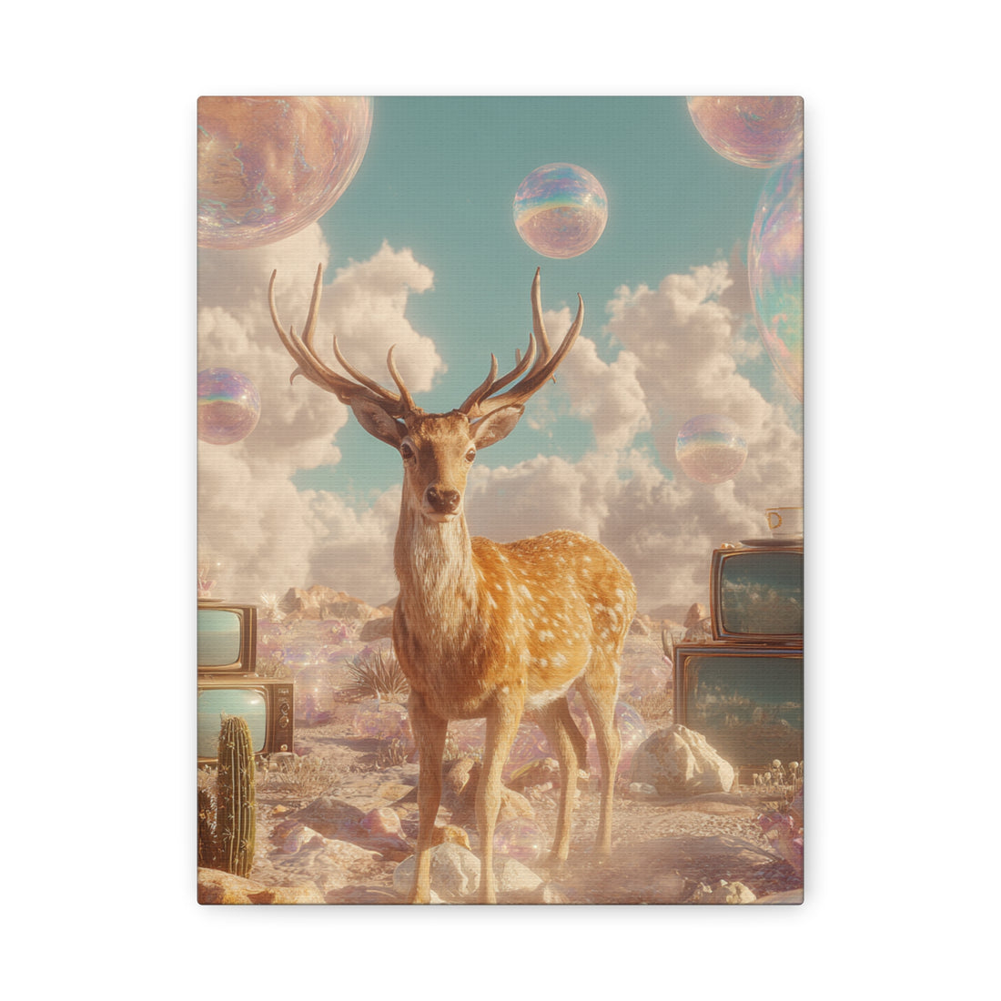Tableau Cerf & Bulles Savon