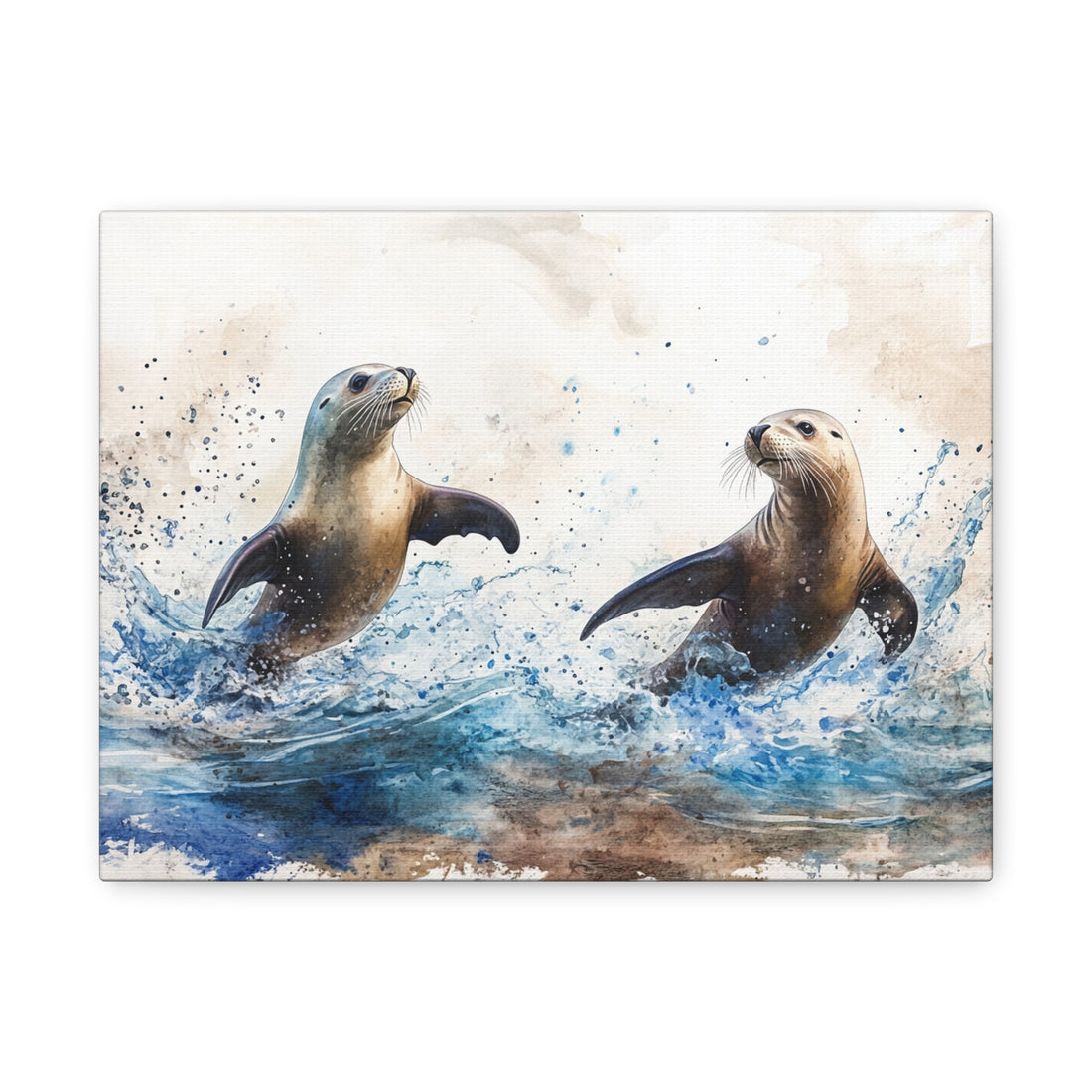 Tableau Aquarelle Avec Otaries