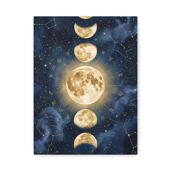 Tableau Phases de Lune Doré Céleste