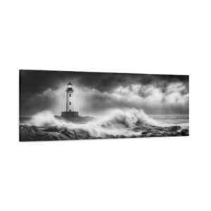 Tableau Noir et Blanc Panoramique Phare
