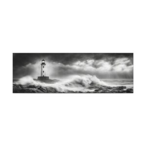 Tableau Noir et Blanc Panoramique Phare