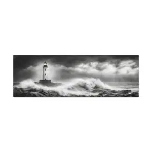 Tableau Noir et Blanc Panoramique Phare