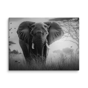 Tableau Éléphant Noir et Blanc