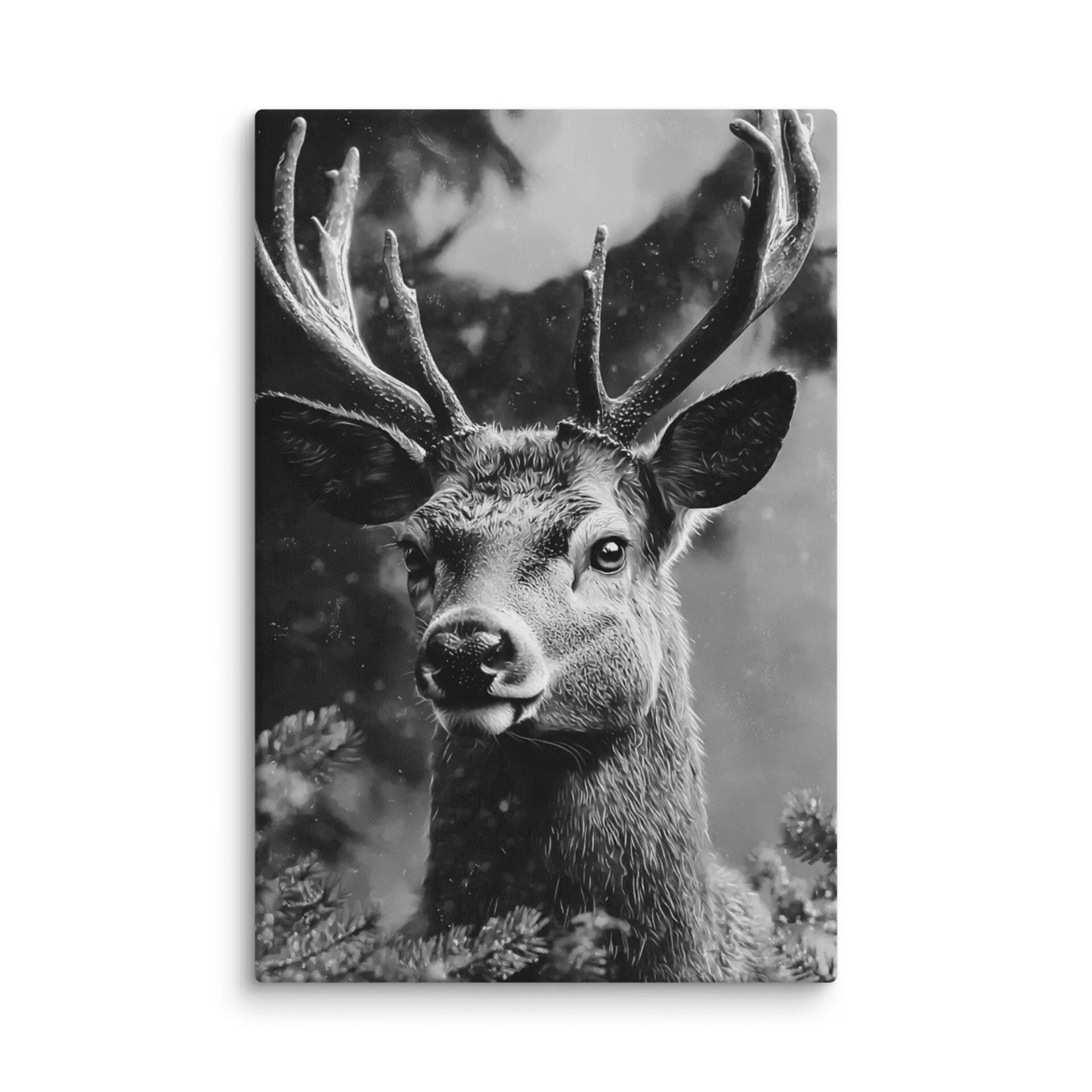 Tableau Cerf Noir et Blanc