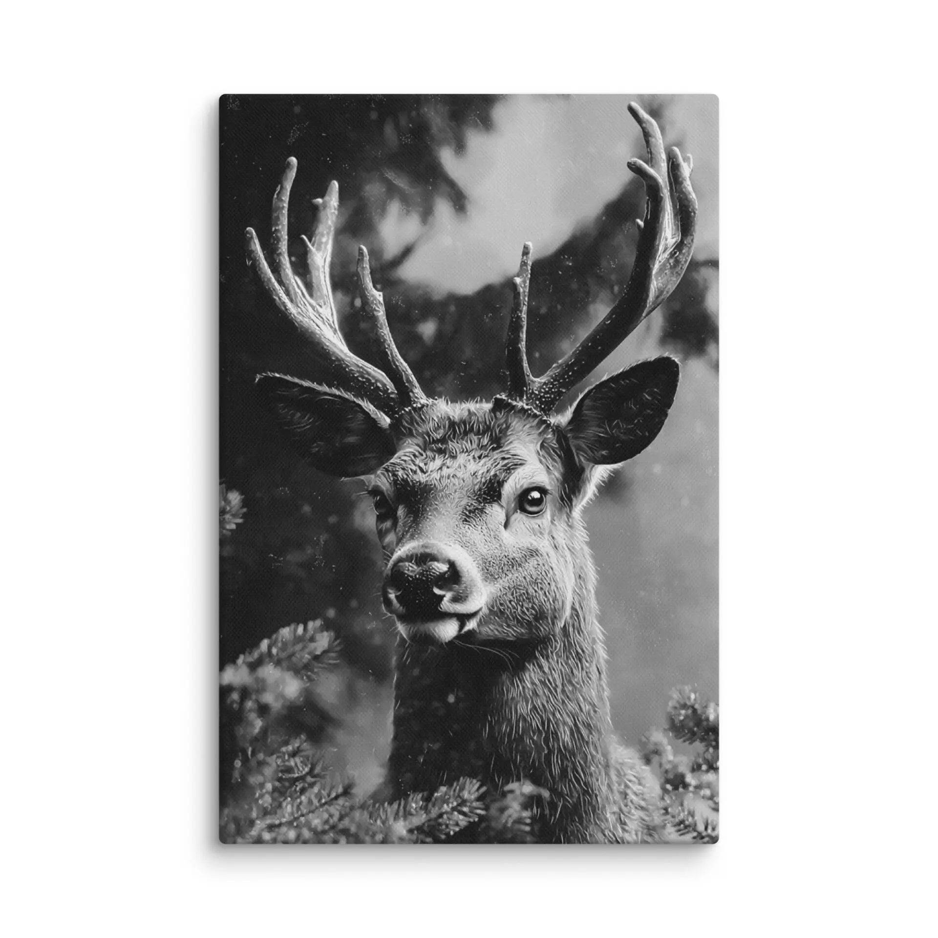 toile cerf noir et blanc