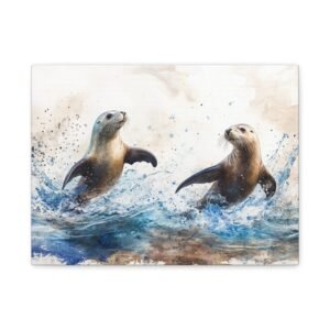 Tableau Aquarelle avec Otaries