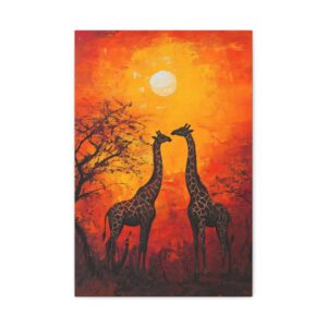 Tableau Coucher De Soleil & Girafes