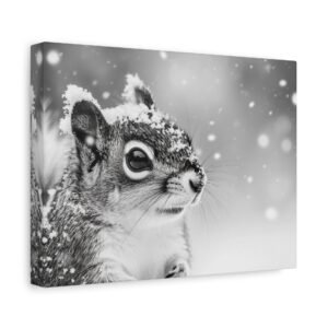 Tableau Neige Écureuil Noir & Blanc