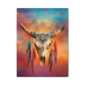 Tableau Plume Indien & Crâne De Vache