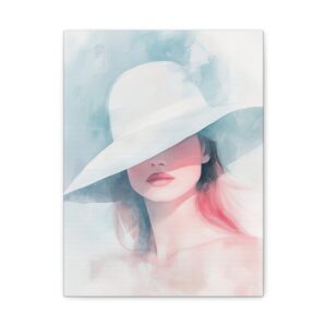 Tableau Aquarelle Femme Chapeau