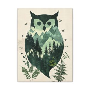 Tableau Déco Hibou Scandinave Vert