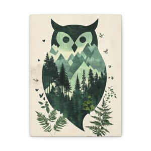 Tableau Déco Hibou Scandinave Vert