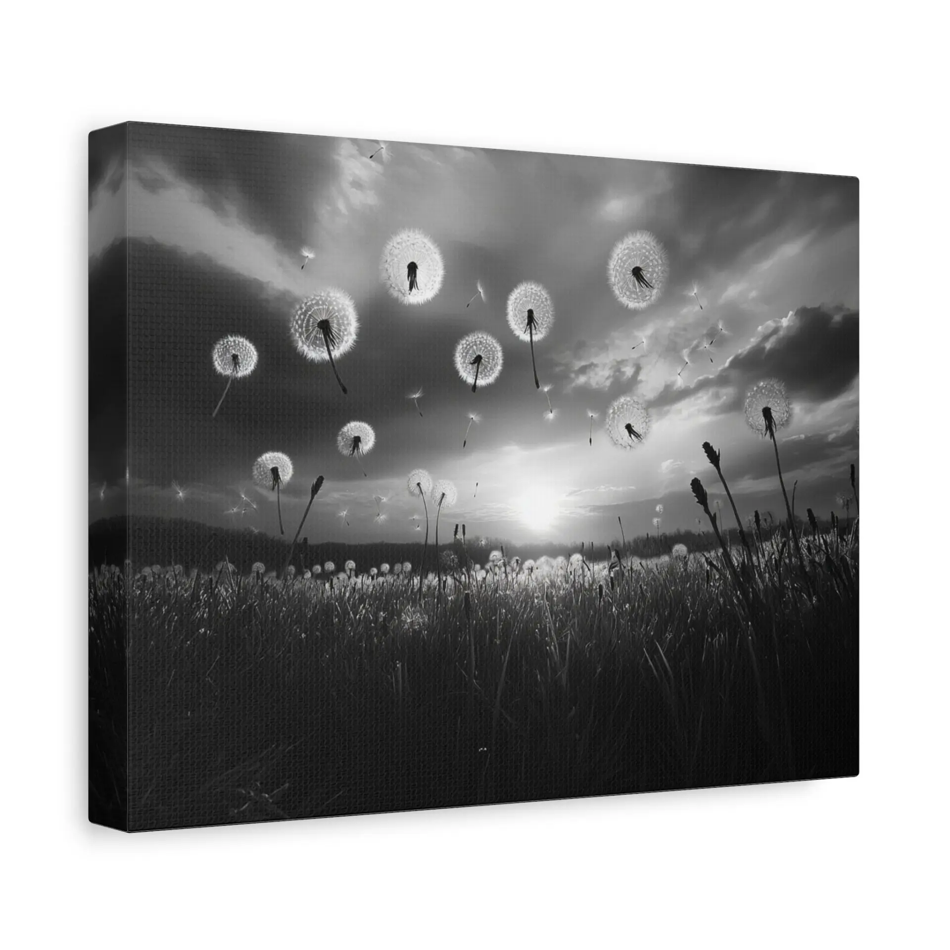 Tableau Noir & Blanc Champs De Pissenlit