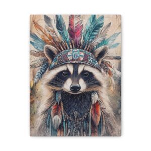 Tableau Raton Laveur Coiffe Indienne