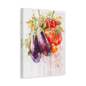 Tableau Aquarelle Aubergine & Poivron