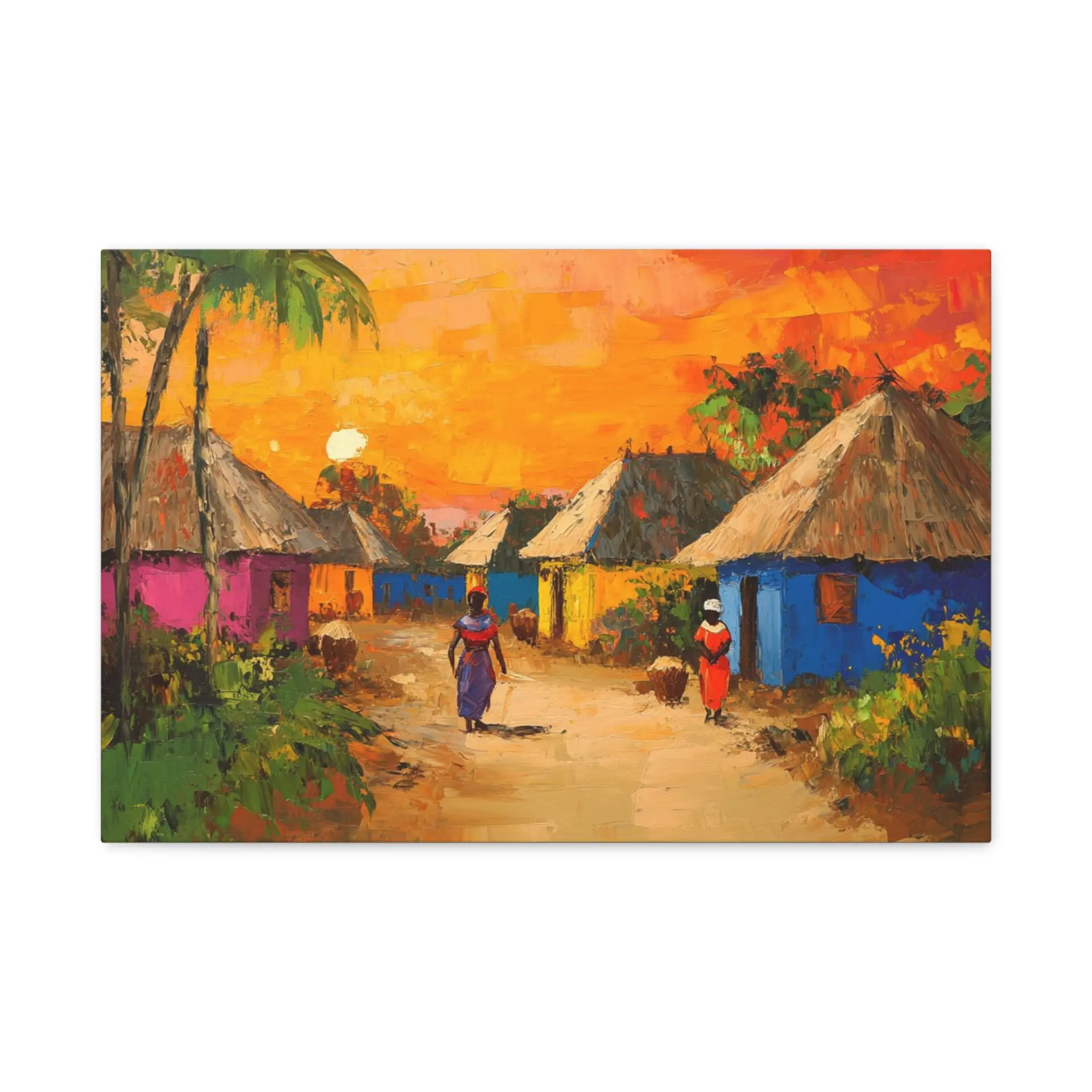 Tableau Peinture Africain Village