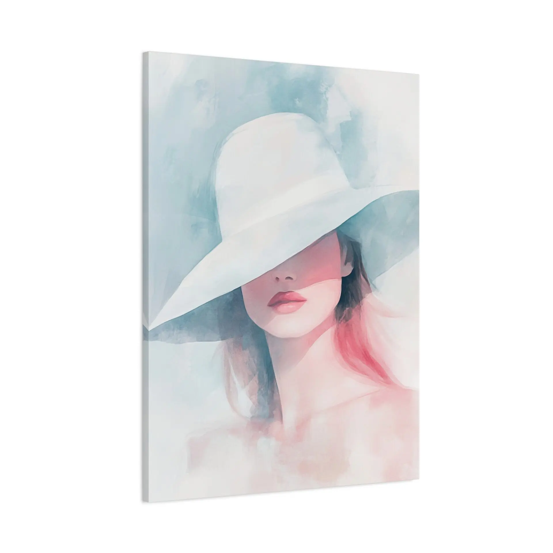 Tableau Aquarelle Femme à Chapeau
