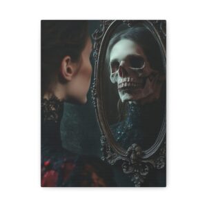 Tableau Femme Miroir Tête de Mort