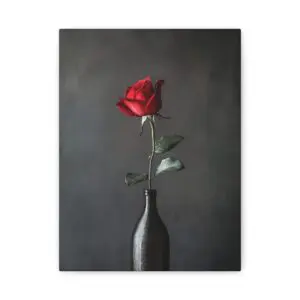 Tableau Noir & Blanc avec Rose Rouge