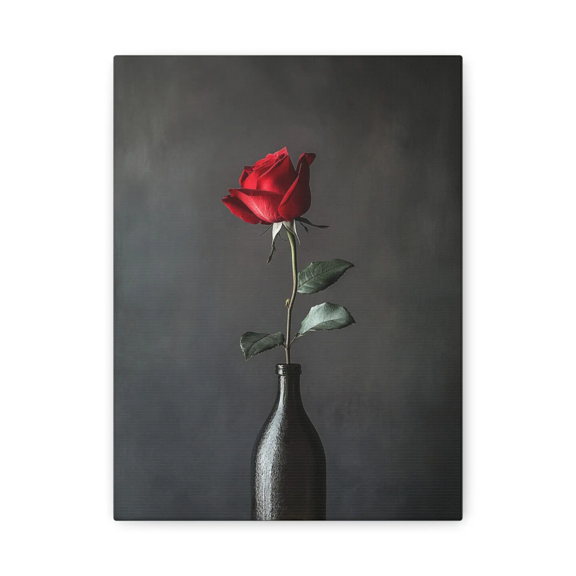 Tableau Noir & Blanc avec Rose Rouge