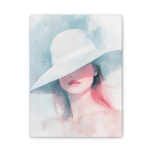 Tableau Aquarelle Femme à Chapeau