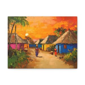 Tableau Peinture Africain Village
