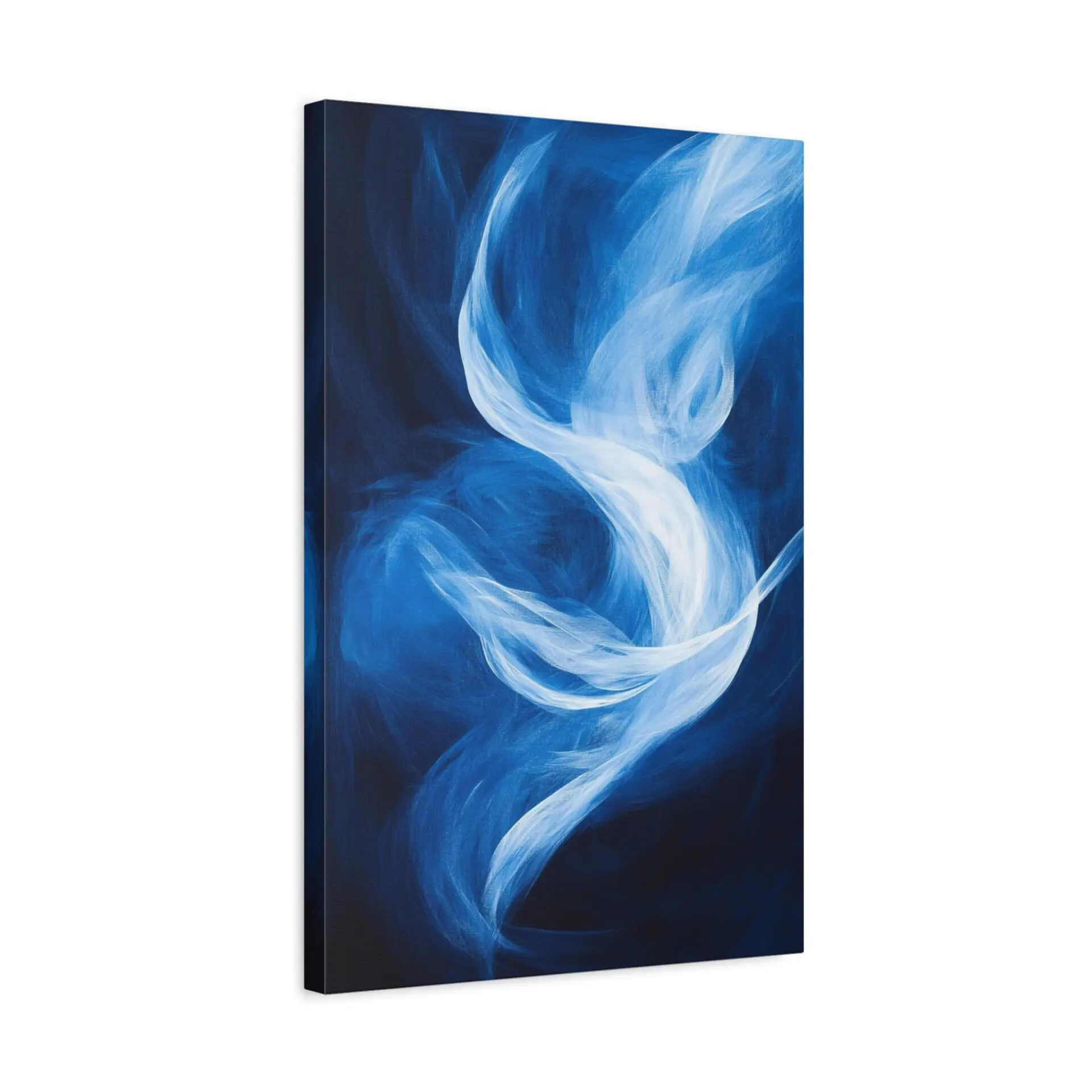 Tableau Abstrait Bleu & Blanc