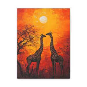 Tableau Coucher De Soleil & Girafes