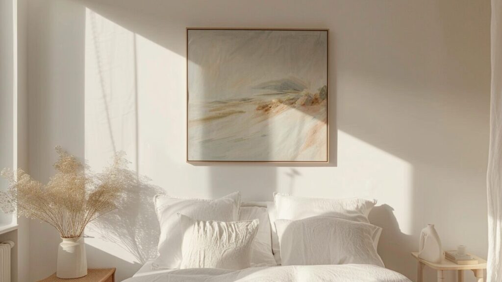 Comment accrocher un tableau au-dessus d'un lit ?