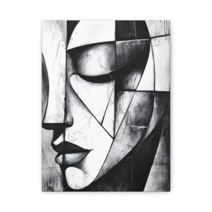 Tableau Visage Abstrait Noir & Blanc