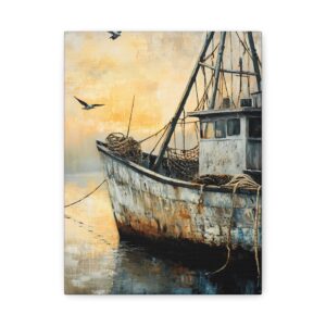 Tableau Peinture Bateau De Pêche
