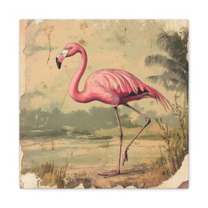 Tableau Vintage Flamant Rose