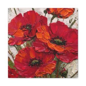 Tableau de Coquelicots Au Couteau