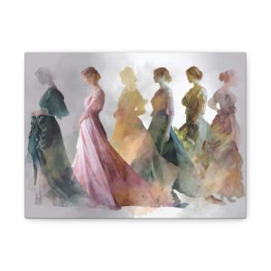 Tableau Aquarelle de Femmes en Robe Longue