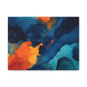 Tableau Aquarelle Bleue Foncée Orange