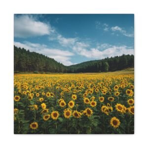 Tableau de Champ de Tournesols avec Foret